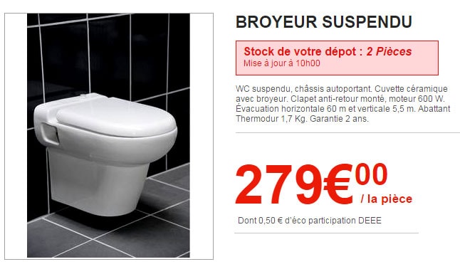 WC broyeur suspendu Brico Dépôt