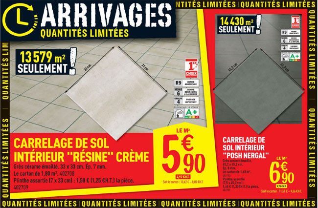 Arrivage de carrelage Brico Dépot