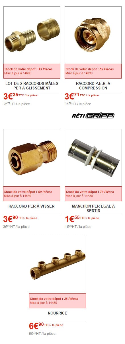 raccords PER Brico Dépôt