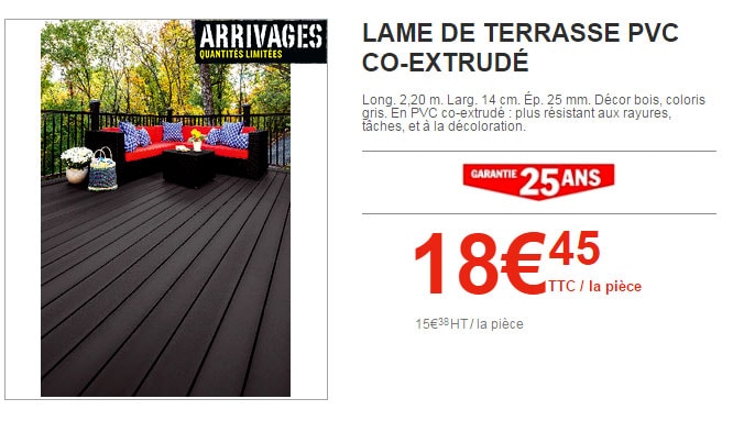 lame de terrasse pvc brico depot