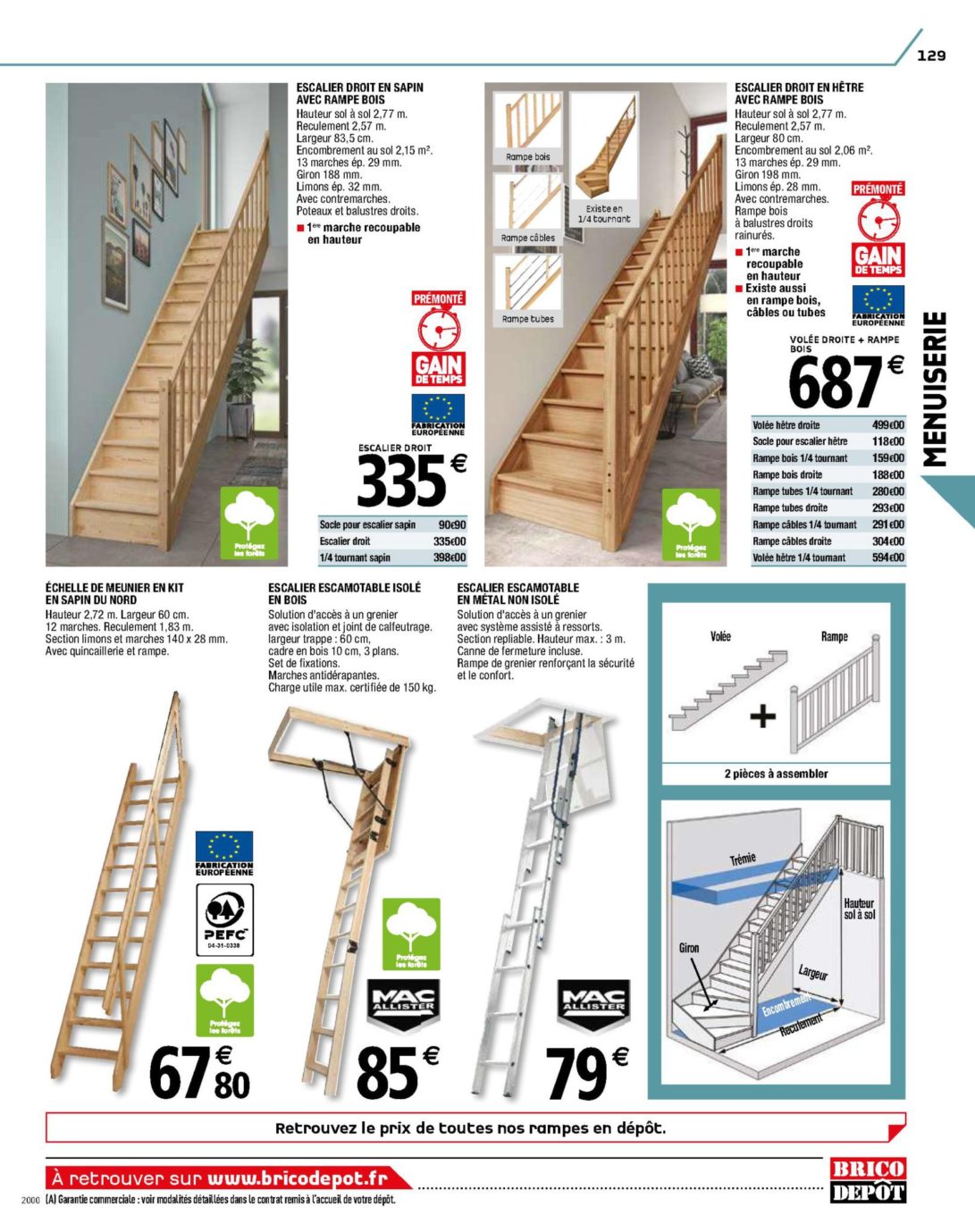 escaliers droits en bois