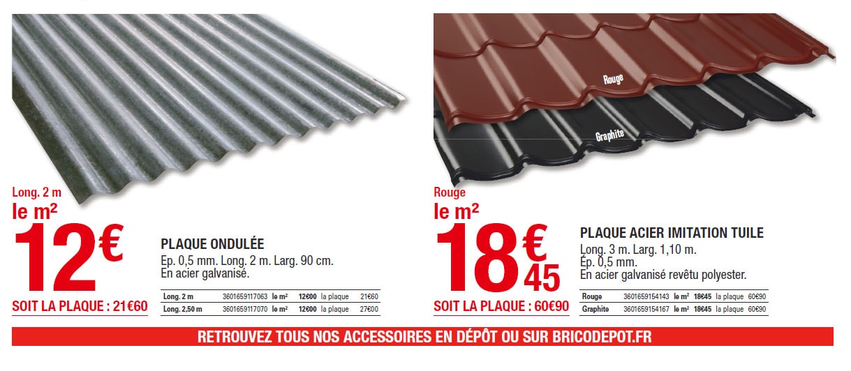 arrivages brico depot de bacs aciers