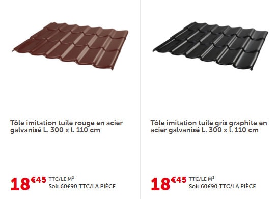 prix bac acier imitation tuiles brico dépôt