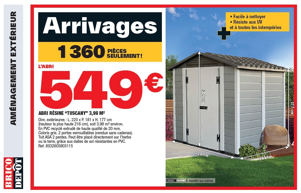 Promo Abri De Jardin Métal 4,98 M2 chez Brico Dépôt