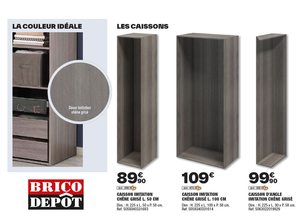 caissons de dressing brico dépôt