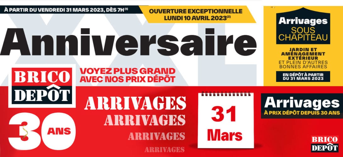 Le dépliant publicitaire des arrivages Brico Dépôt du 31 mars 2023