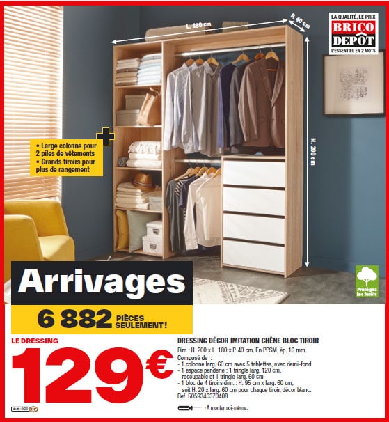 Le dressing brico dépôt à 129€ dans les arrivages du 03/03/2023