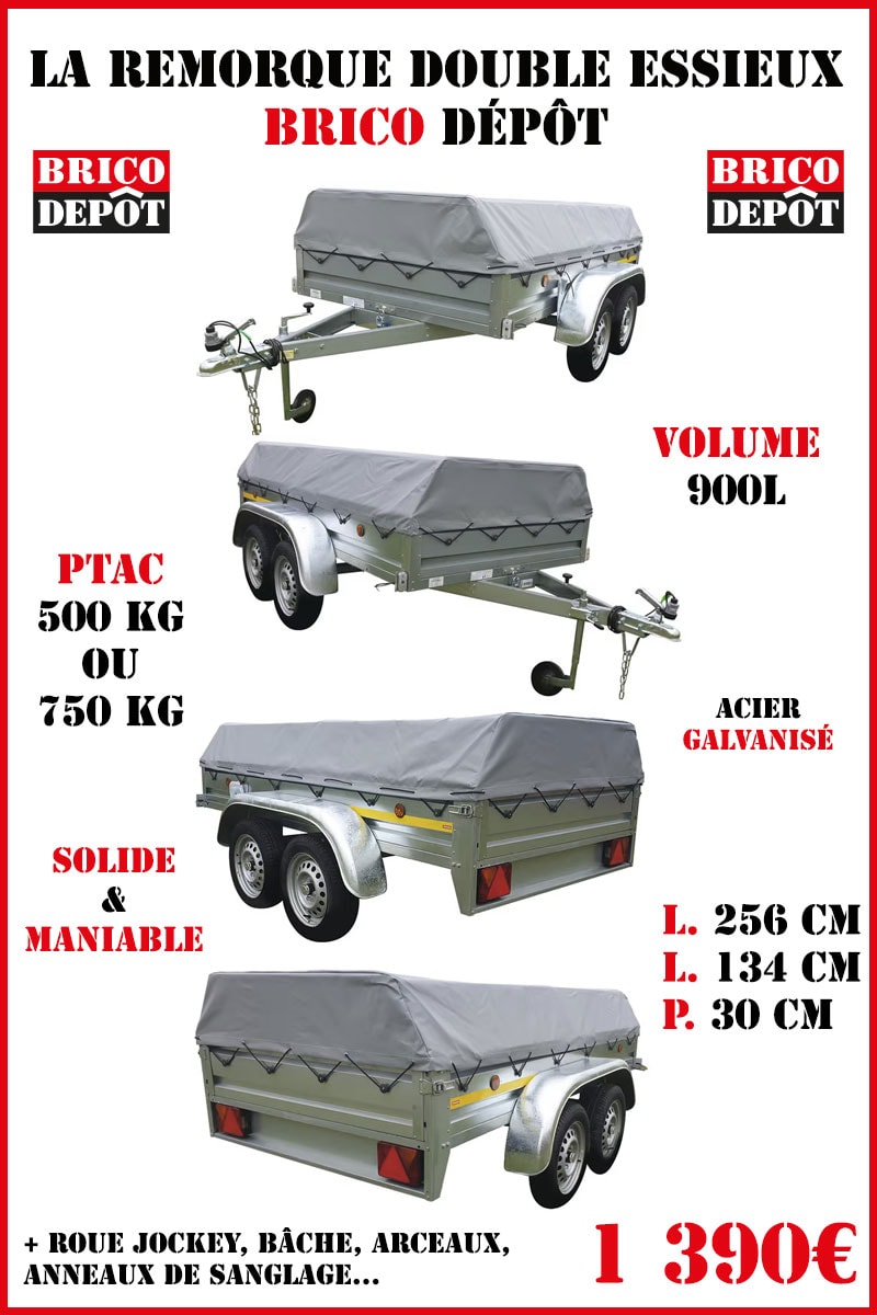 remorque double essieux brico dépôt