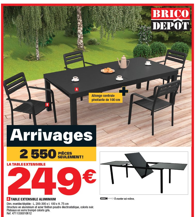 table de jardin avec rallonge brico dépôt