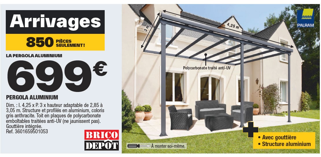 pergola aluminium brico dépôt