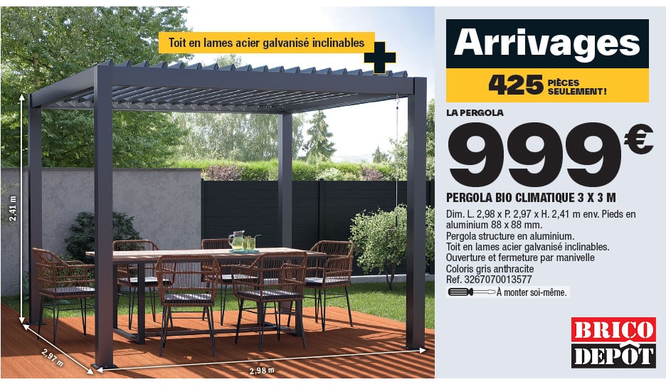 pergola bioclimatique brico dépôt