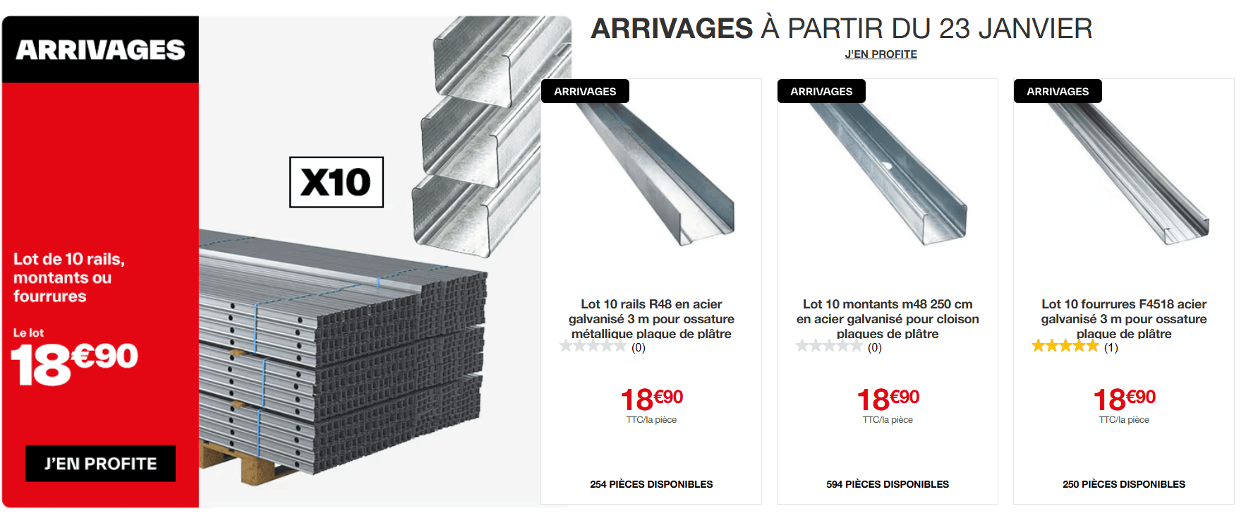 arrivages montants placo brico dépôt montants placo brico depot