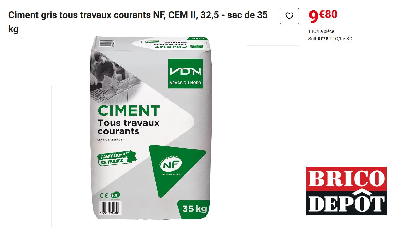 ciment brico dépôt de qualité