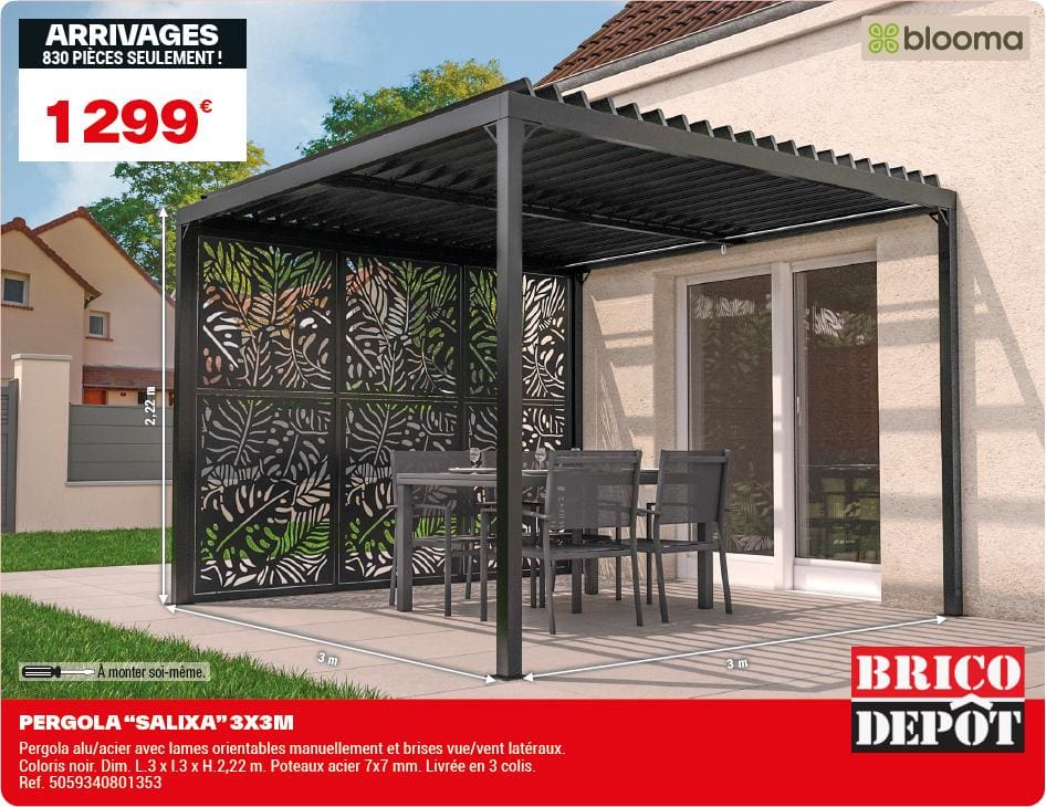 arrivage brico dépôt de pergola alu