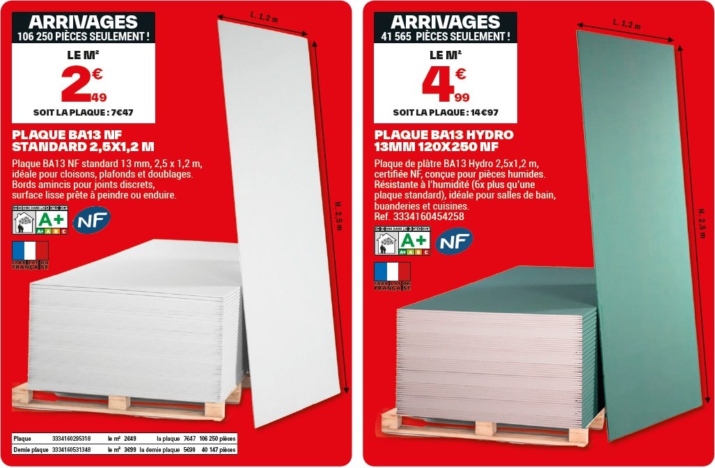 prix des plaques de BA13 brico dépôt
