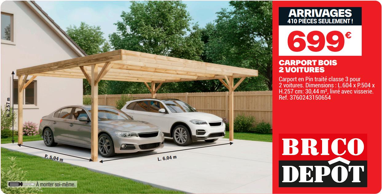 arrivage de carport deux voitures brico dépôt