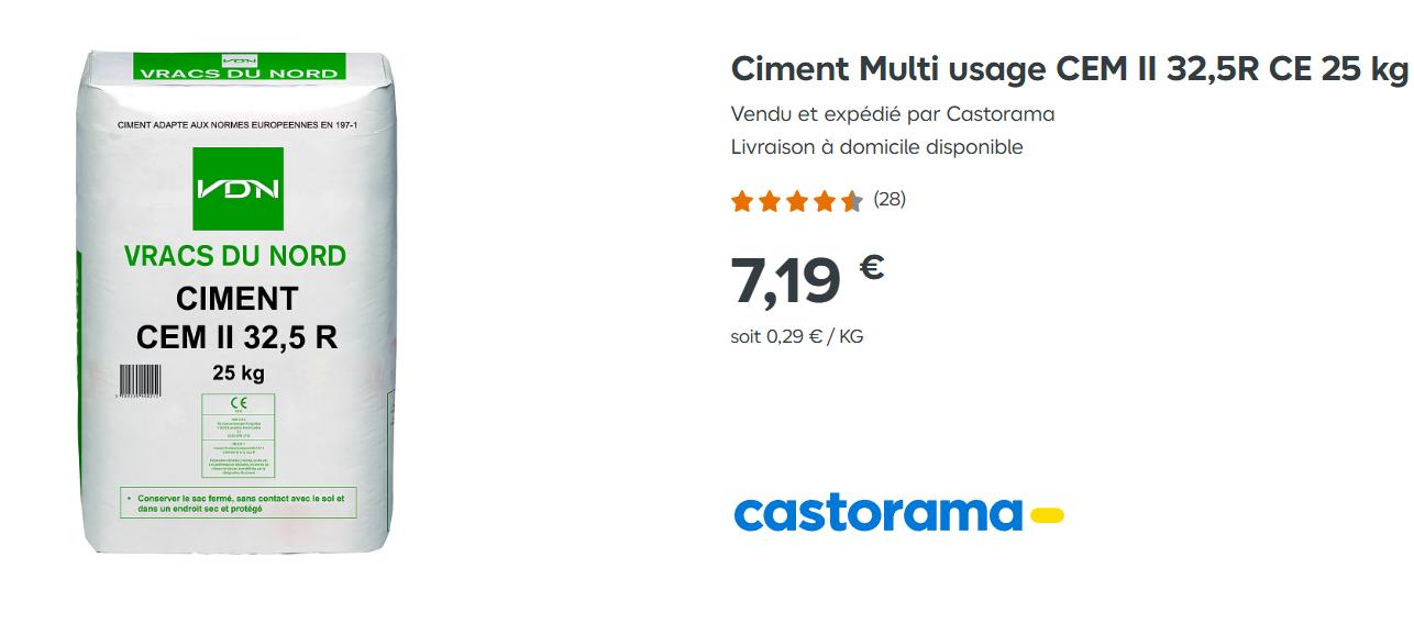 prix du ciment 1er prix Castorama